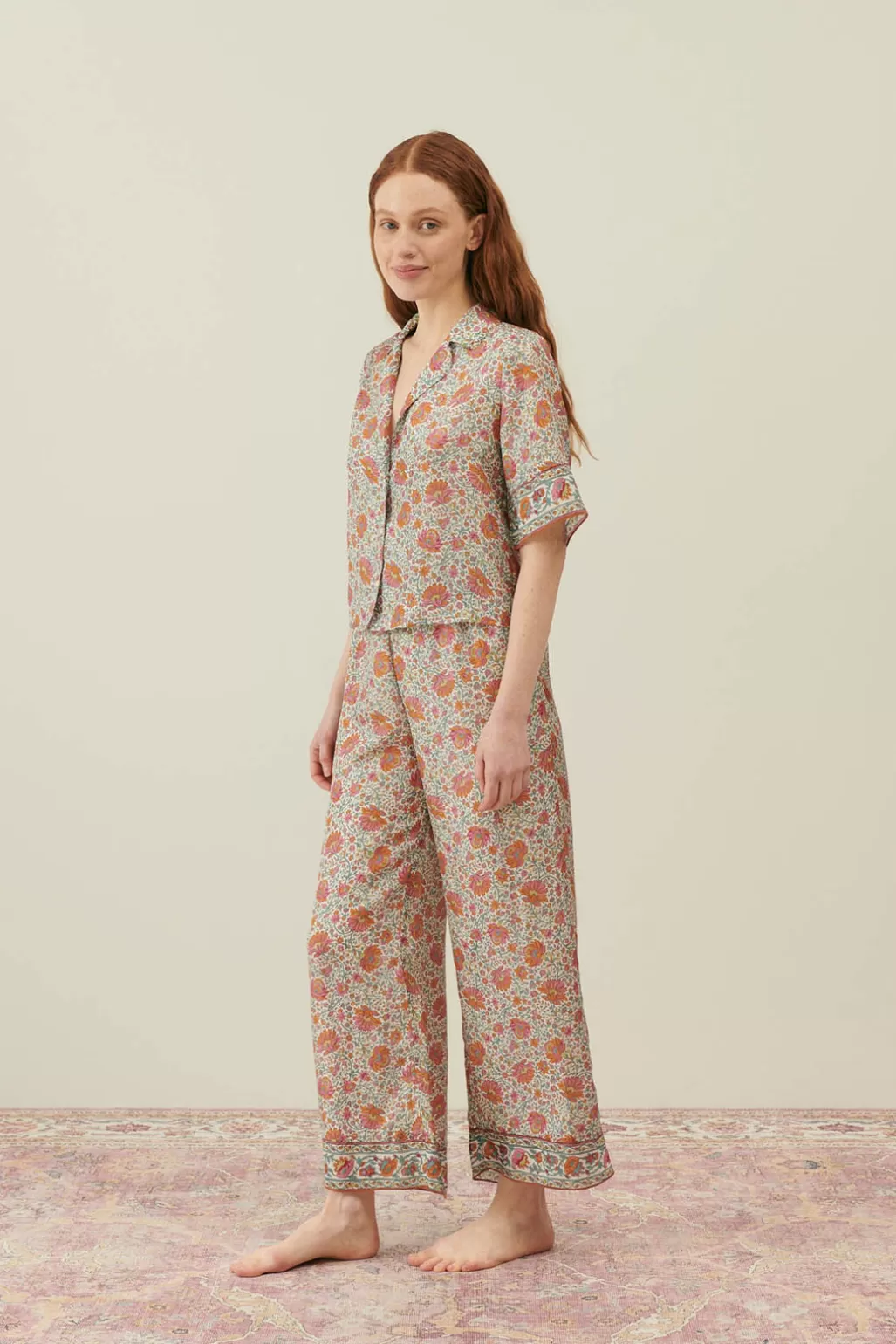 Louise Misha Bas De Pyjama En Soie Melycia Ivory Winter Garden Cheap