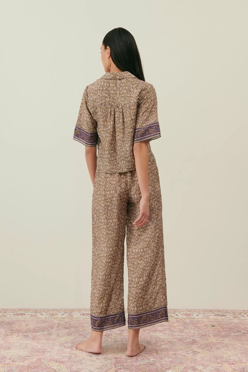 Louise Misha Bas De Pyjama En Soie Melycia Khaki Freesia Dreams Outlet