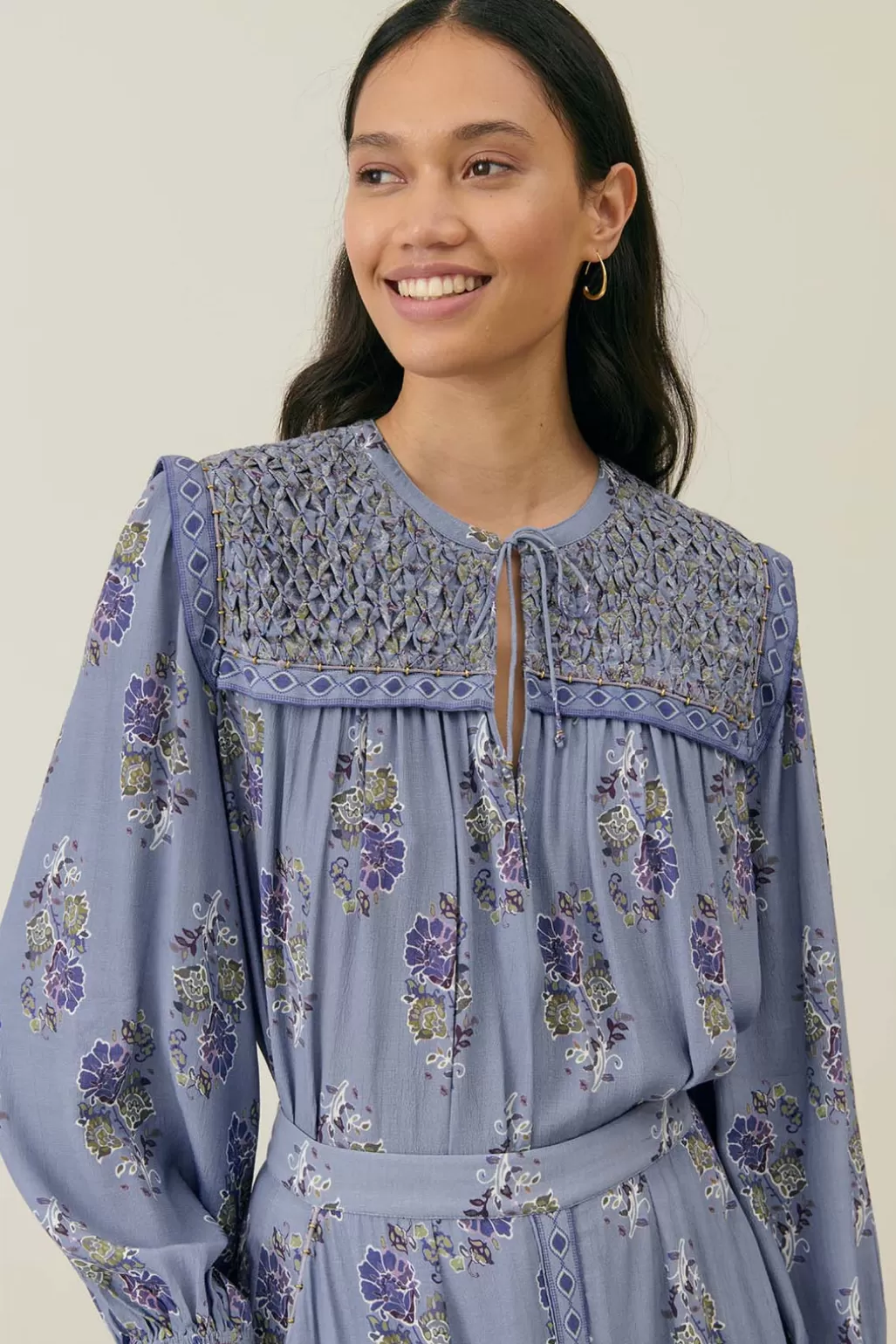 Louise Misha Blouse Bonnie cloudy blue bouquets Fashion