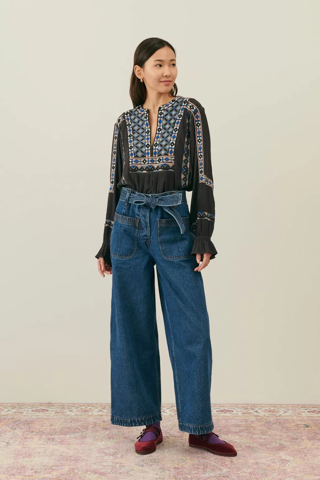 Louise Misha Blouse Mariella Charcoal Best