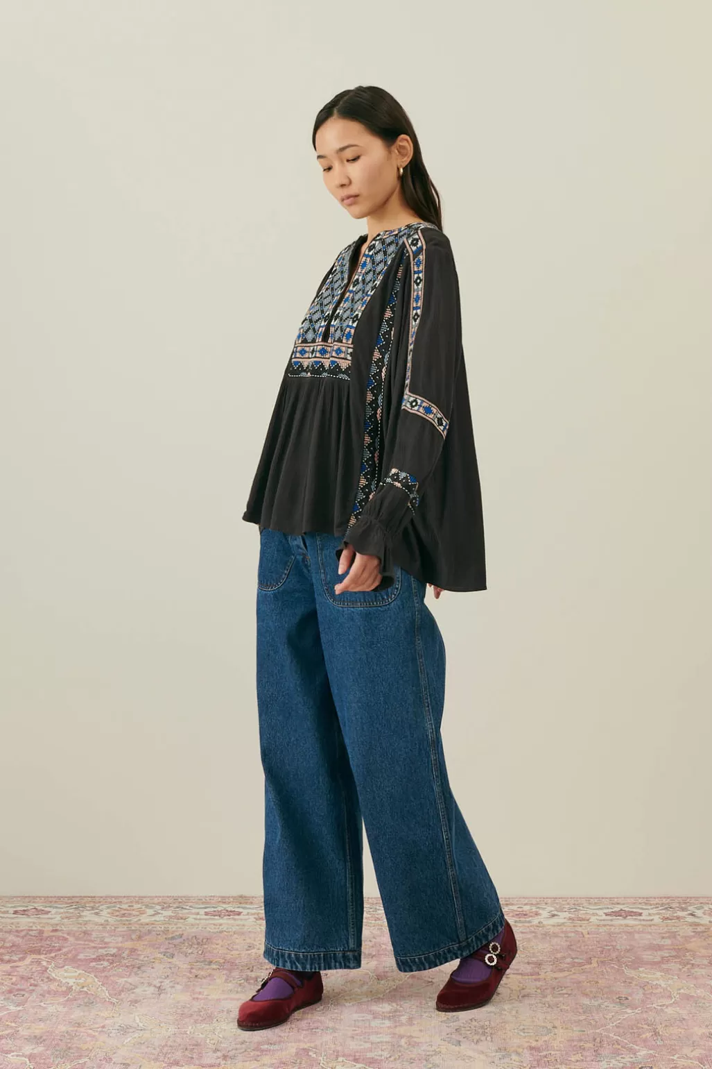 Louise Misha Blouse Mariella Charcoal Best