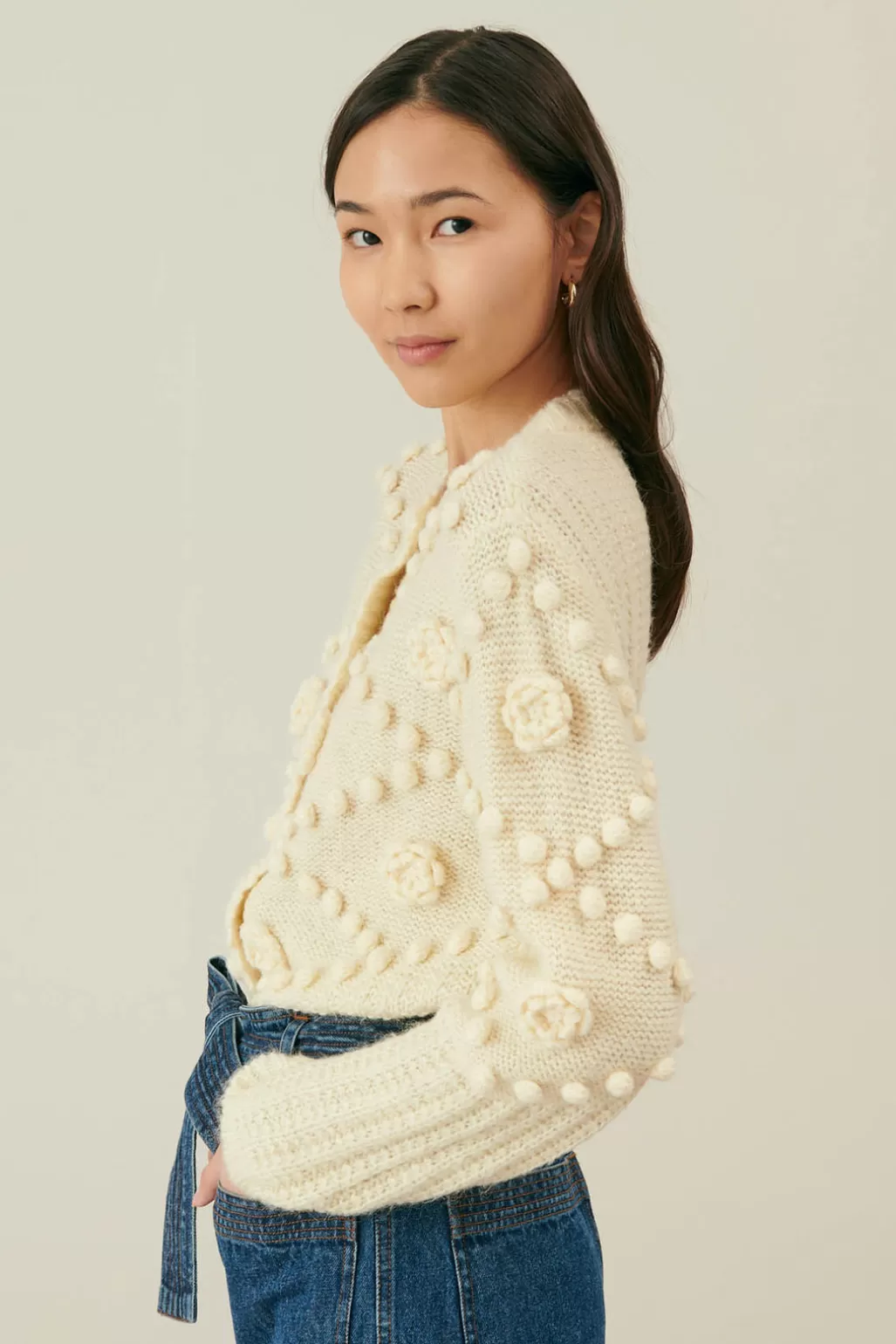 Louise Misha Cardigan Sandy Cream Best