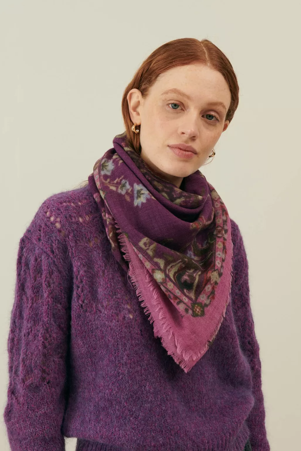 Louise Misha Écharpe En Laine Mekness Purple Multi World Cheap