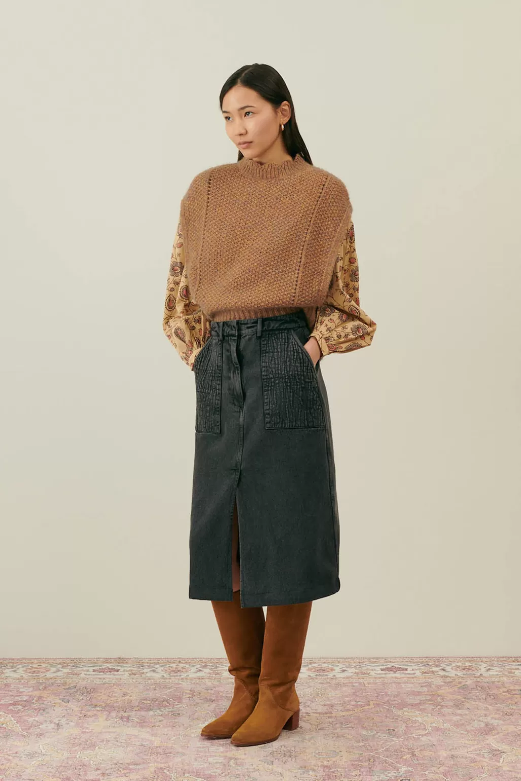 Louise Misha Jupe Arles Charcoal Cheap