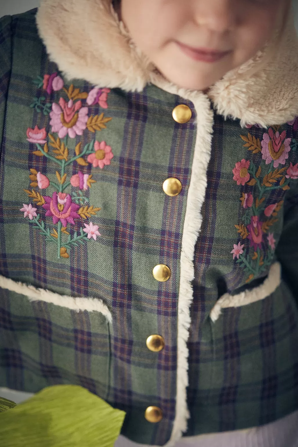 Louise Misha Manteau Alia Green Tartan Cheap