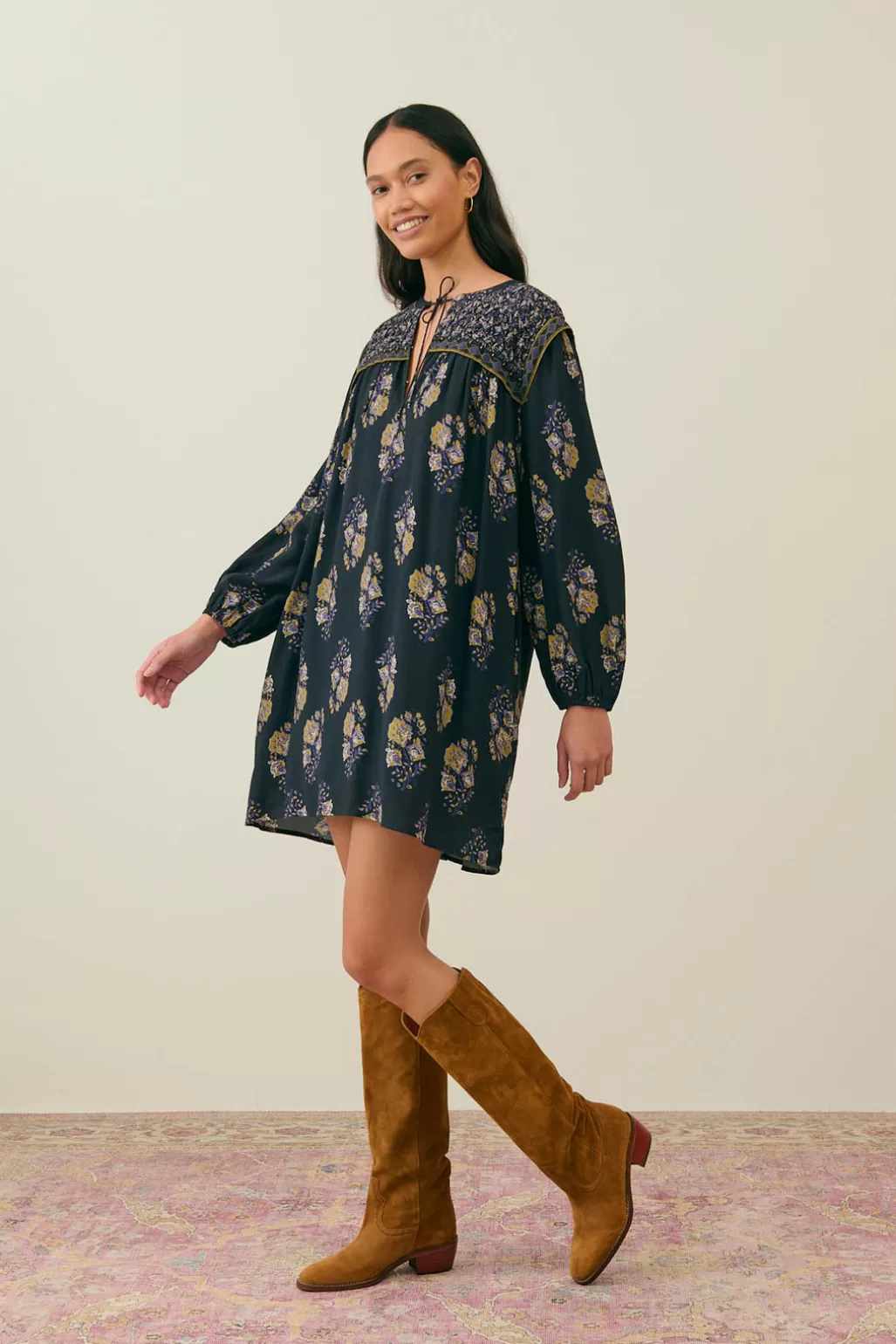 Louise Misha Robe Laurette Blue Night Bouquets Flash Sale