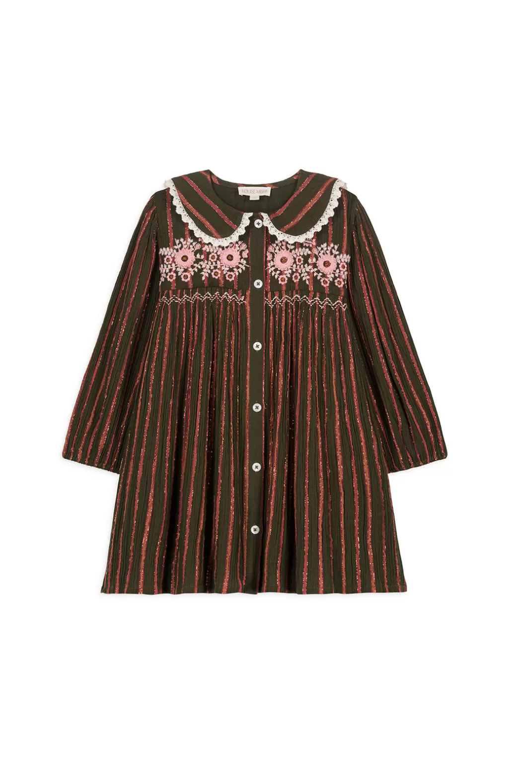 Louise Misha Robe Marlotta Khaki Copper Stripes Flash Sale