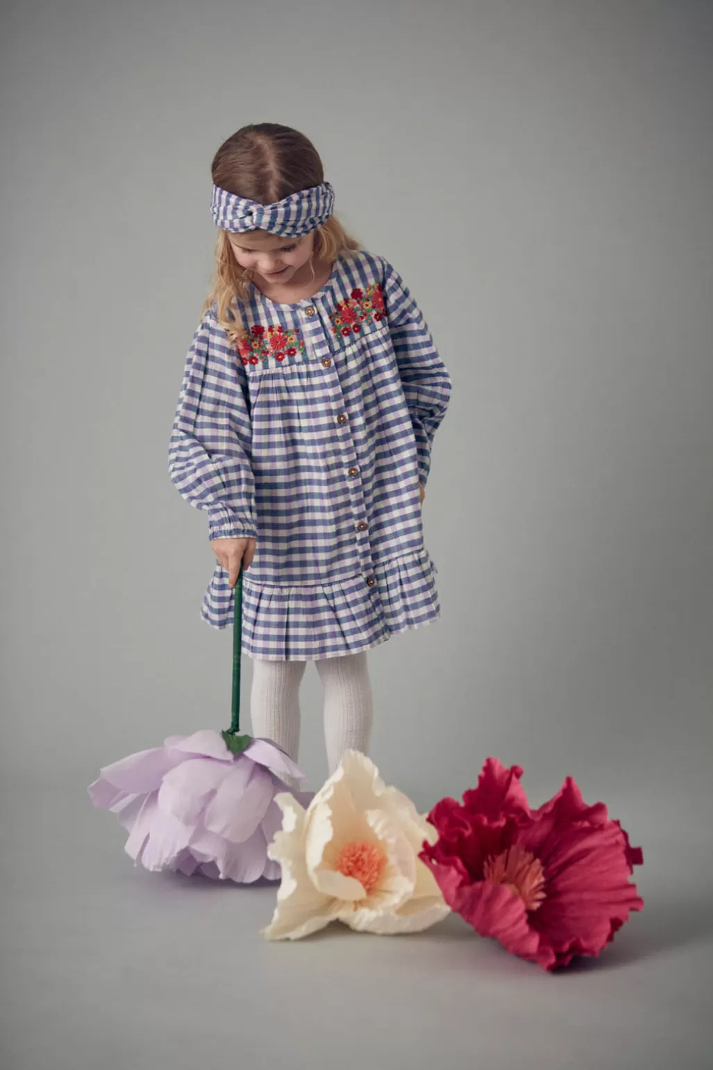 Louise Misha Robe Massilia Blue & Purple Checks Clearance