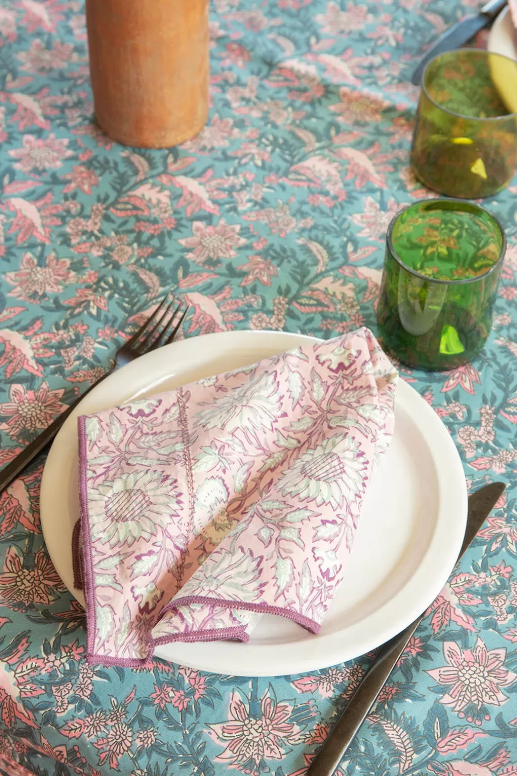 Louise Misha Serviette De Table Carlotta - Lot de 4 Pink Daisy Garden New