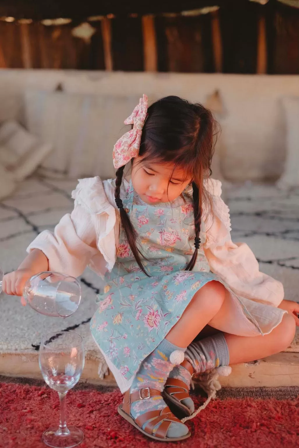 Louise Misha Tablier Enfant Eve Blue Rosa Damascena New