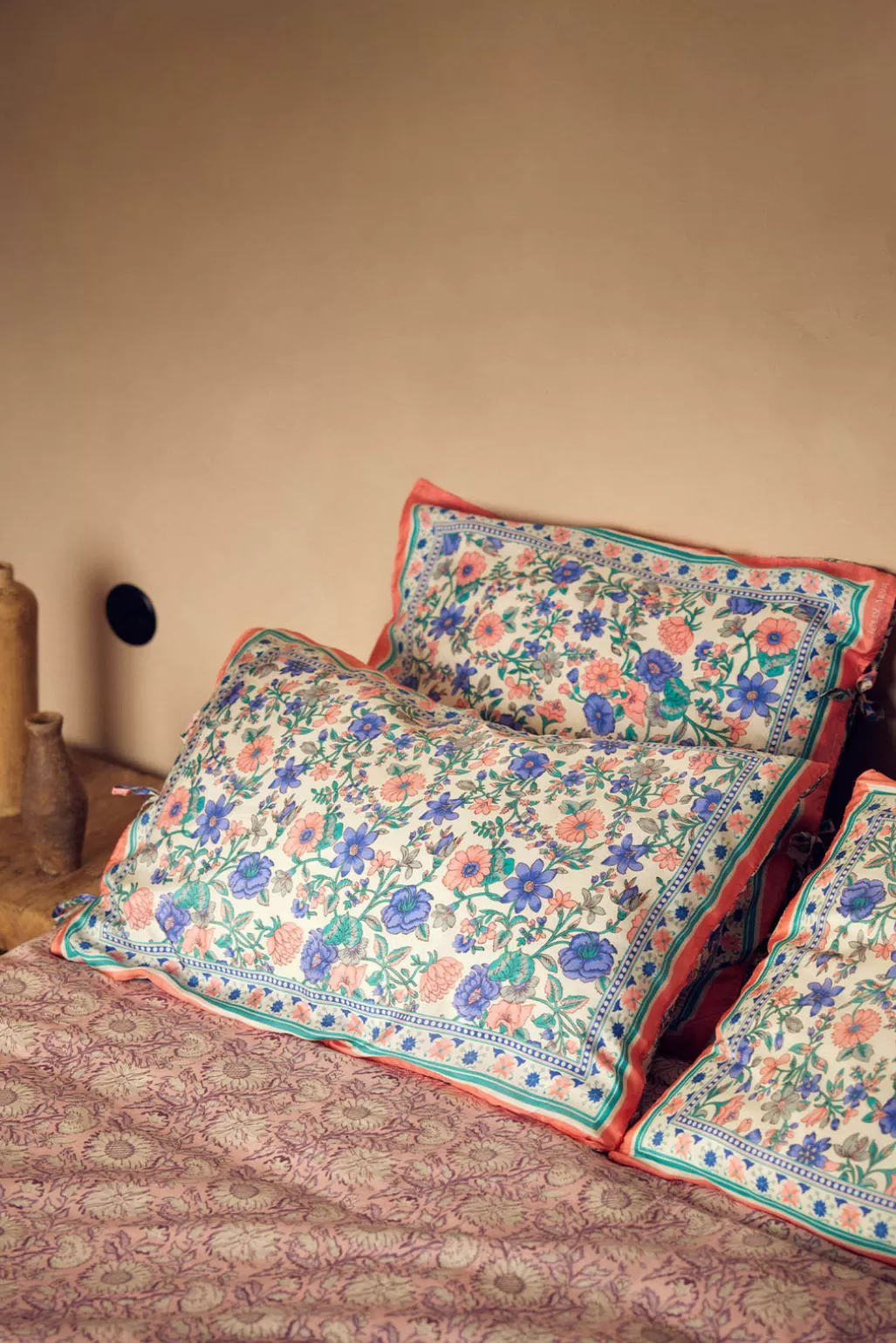 Louise Misha Taie D'Oreiller en Soie Luria Blue Summer Meadow New