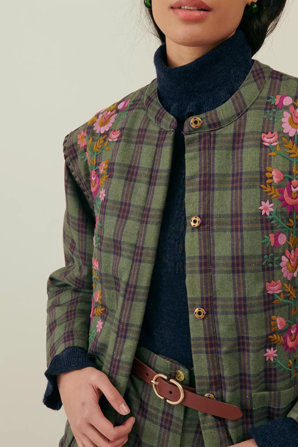 Louise Misha Veste Maura Green Tartan Cheap